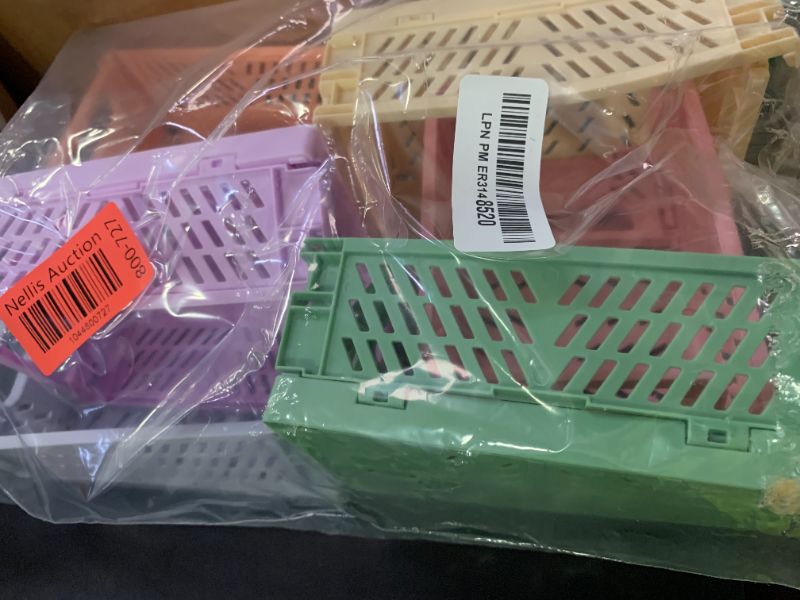 Photo 1 of HUUSMOT 6-Pack Small Pastel Plastic Storage Baskets, Collapsible Crates for Organizing, Space-Saving Mini Bins for Classroom, Kitchen, Office, Bedroom (5.8" x 3.8" x 2.2")