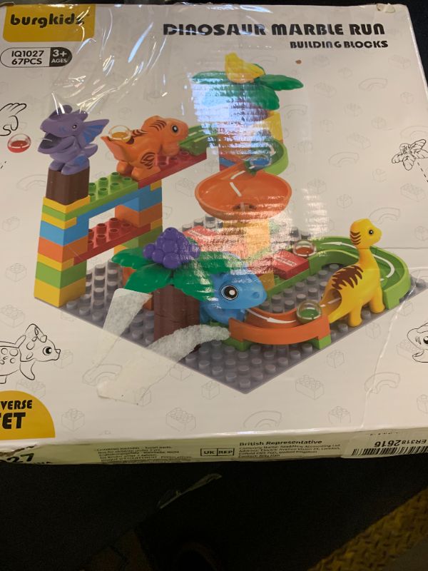 Photo 1 of Kids Marble Run Building Block Dinosaur, Montessori Learning Resources STEM Toy Bricks Maze Puzzle Set Race Track Compatible with Major Brands for Age 3 4 5 6 7 8+ Boys Girls Birthdays