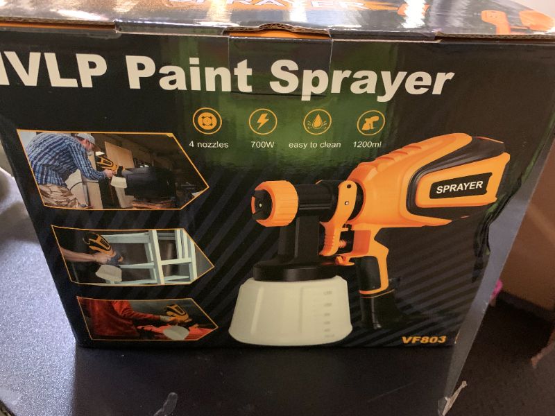 Photo 1 of VONFORN Paint Sprayer, 700W HVLP Spray Gun with Cleaning & Blowing Joints, 4 Nozzles and 3 Patterns, Easy to Clean, for Furniture, Cabinets, Fence, Walls, Door, Garden Chairs etc. VF803