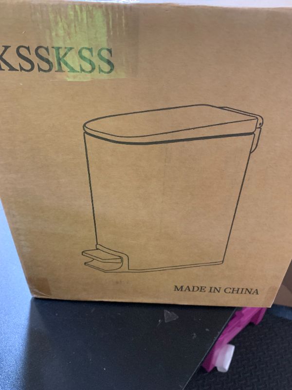 Photo 1 of KSSKSS Small Bathroom Trash Can with Soft Close Lid, 6L / 1.6 Gallon Stainless Steel Garbage Can with Removable Inner Bucket, Step Pedal, Slim Wastebasket for Bedroom, Home Office (Matt Black)