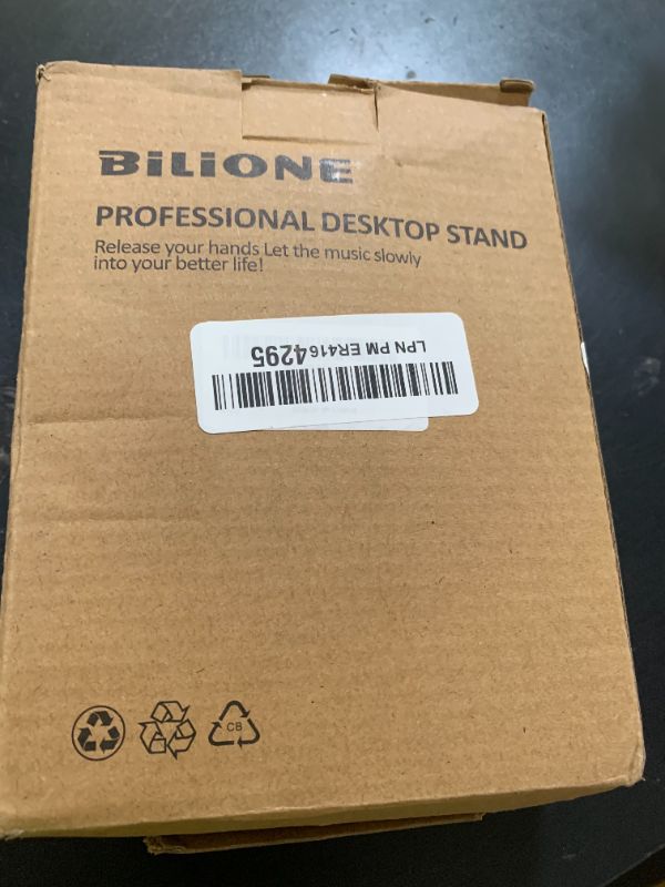 Photo 1 of BILIONE 3 in 1 Multi Function Desktop Microphone Stand, Adjustable Table Mic Stand with Microphone Clip, Cell Phone Clip, 5/8" Male to 3/8" Female Metal Adapter