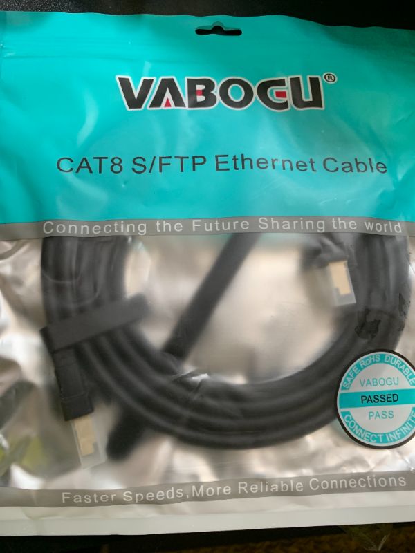 Photo 1 of Cat 8 Ethernet Cable, 1.5Ft 3Ft 6Ft 10Ft 15Ft 20Ft 30Ft 40Ft 50Ft 60Ft 100Ft Heavy Duty High Speed Internet Network Cable, Professional LAN Cable Shielded in Wall, Indoor&Outdoor