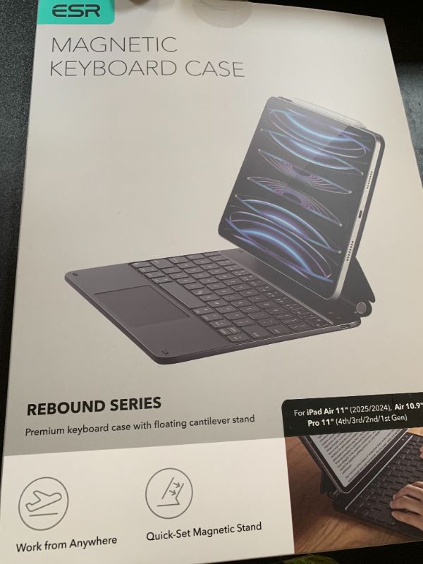 Photo 1 of ESR iPad Air 11 inch Case with Keyboard (M3/M2, 2025/2024), iPad Pro 11 (4th/3rd/2nd/1st Gen) & Air 5/4th Magic keyboard Case, Easy-Set Floating Cantilever Stand, Precision Multi-Touch Trackpad, Black