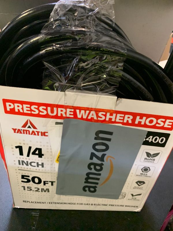 Photo 1 of YAMATIC Pressure Washer Hose 50FT 1/4" M22 Brass Fitting Kink Resistant Power Washer Hose Replacement for Ryobi, Troy Bilt, Greenworks, CRAFTSMAN and more M22 Thread Pressure Washers, 3200 PSI