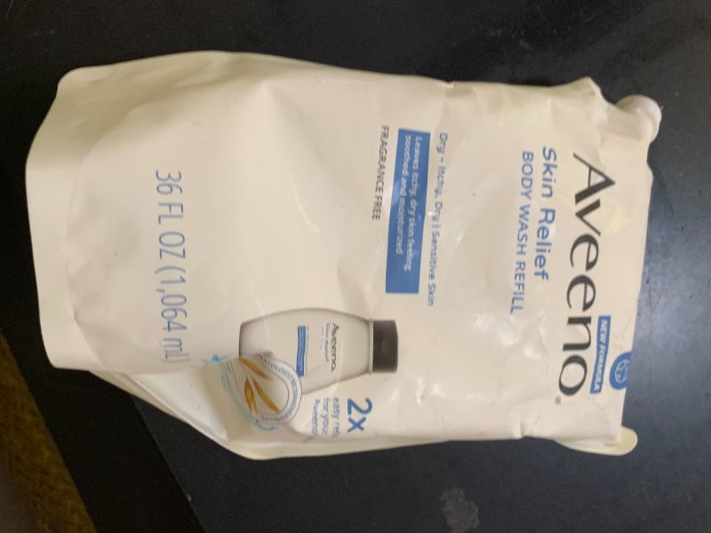 Photo 1 of Aveeno Skin Relief Body Wash Fragrance-Free + Triple Oat Formula, Gentle Daily Cleanser for Sensitive Skin Leaves Itchy, Dry Skin Feeling Soothed & Moisturized, Body Wash Refill, 36 fl. oz