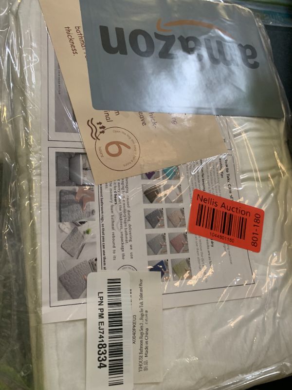 Photo 1 of YIHOUSE Bathroom Rugs Sets 3 Piece, Cobblestone Memory Foam Bathroom Mats Set Extra Thick, Non Slip Bath Mats for Bathroom, Water Absorbent, Washable White Bath Rugs for Tub, Toilet and Floor