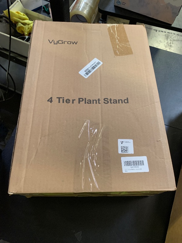 Photo 1 of VyGrow Plant Stand, 4 Tier Plant Shelf for Indoor Outdoor, Heavy Duty Metal Tall Plant Stands Holder Rack for Living Room Balcony and Garden, Black