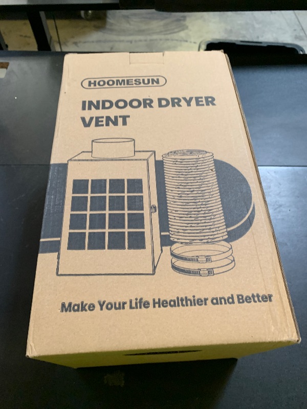Photo 1 of HOOMESUN Indoor Dryer Vent Kit, Dryer Vent Box for Electric Dryer, Safety Vent Flap, Indoor Dryer Vent for Electric Dryer with Screen Filter, Polyester Filters, Dryer Vent Hose