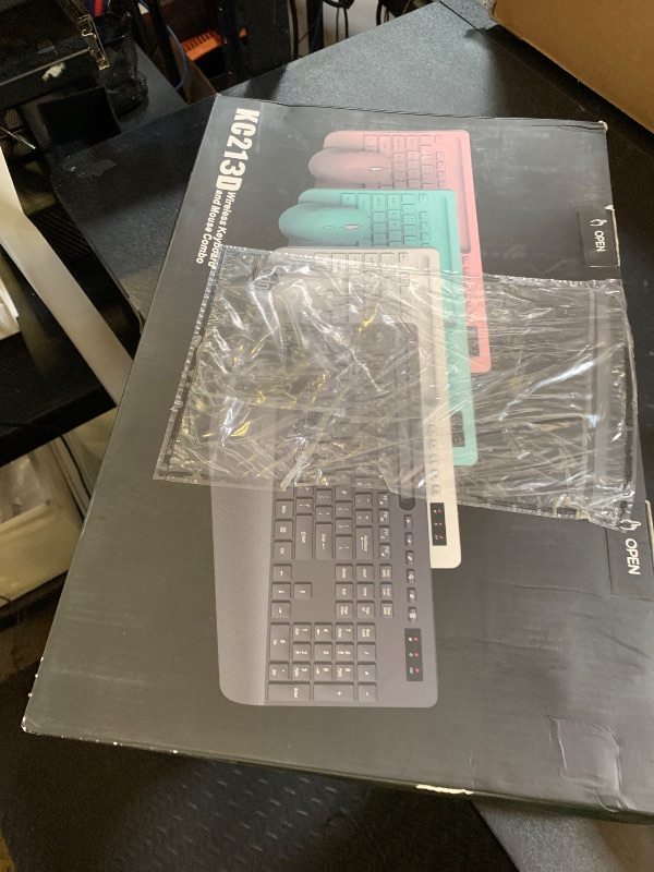 Photo 1 of SABLUTE Wireless Keyboard and Mouse Combo - Full Size Ergonomic Wrist Rest, Silent Typing, Phone Holder, 2.4 GHz, 3 Level DPI, Batteries Powered, Compatible with PC, Laptop, Windows, macOS