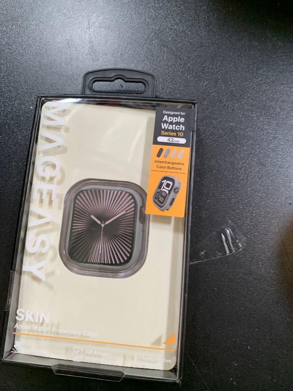 Photo 1 of MAGEASY Designed for Apple Watch Series 10 Case 42mm | Shockproof Silicone Bumper with Customizable Buttons, Military Grade Durable Protective iWatch Cover, Skin Series - Concrete Gray