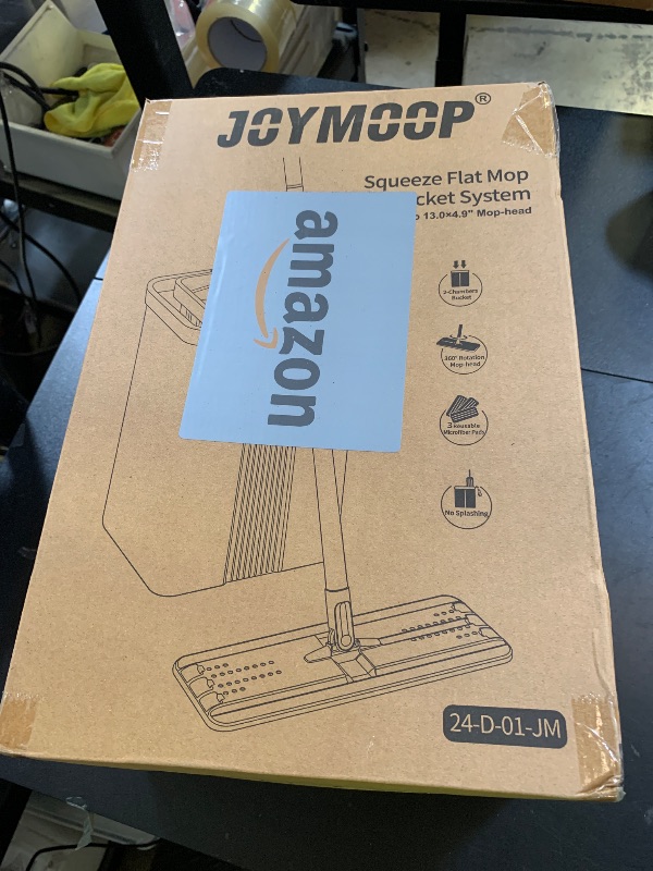Photo 1 of JOYMOOP Mop and Bucket with Wringer Set for Home, Flat Mop and Bucket System, Mops for Floor Cleaning and Wall Cleaner, with 3 Reusable Microfiber Mop Pads