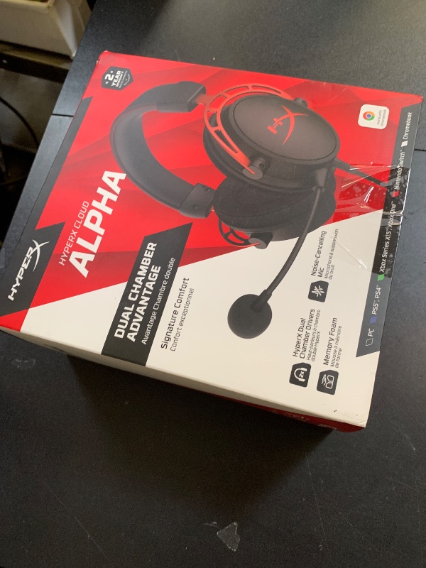 Photo 1 of HyperX Cloud Alpha - Gaming Headset, Dual Chamber Drivers, Legendary Comfort, Aluminum Frame, Detachable Microphone, Works on PC, PS4, PS5, Xbox One/ Series X|S, Nintendo Switch and Mobile – Red