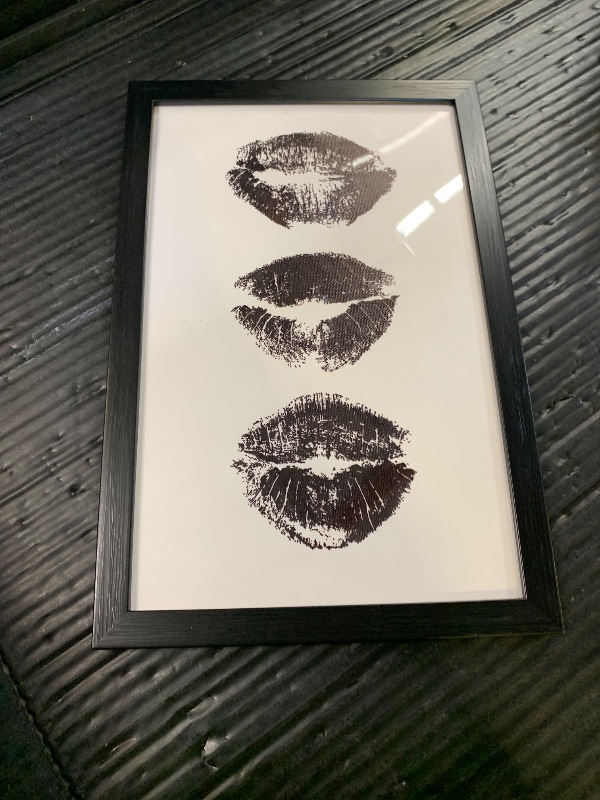 Photo 1 of Trendy Luxury Black And White Framed Wall Art Woman Makeup Kiss Lips Pictures For Preppy Girly Dorm Decor-Funky Fashion Feminist Canvas Prints Ready To Hang Room Bedroom