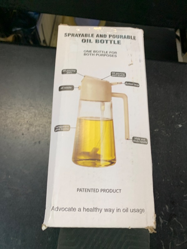 Photo 1 of XinHerun Olive Oil Sprayer for Cooking, 2 in 1 Glass Oil Dispenser Bottle for Kitchen, 16oz Oil Mister Spray Bottle for Cooking with Sticker (Transparent, Black)