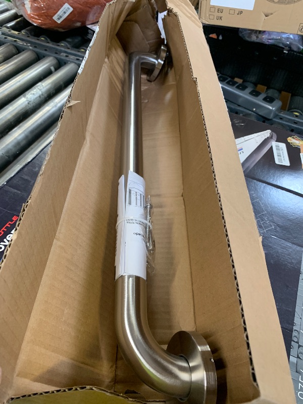 Photo 1 of Amazon Basics Bathroom Handicap Safety Grab Bar, 24 Inch Length, 1.25 Inch Diameter, Holds up to 500LBs, ADA Compliant, Stainless Steel