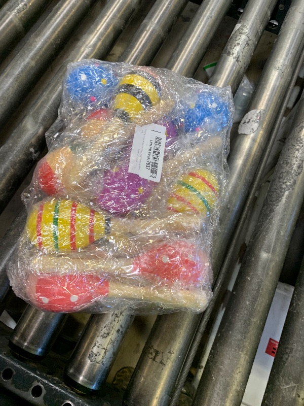 Photo 1 of Hedume 12 Pack Wooden Festival Maracas, 8" Carnival Party Decoration Maracas, Shaker Sand Hammer Toy Noisemaker for Party Favors, Musical Fun, Birthday Parties, Carnivals