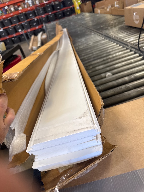Photo 1 of Ekena Millwork 6"W x 10'H Premium Square Non-Tapered Smooth PVC Endura-Craft Column Wrap Kit, Mission Capital & Base