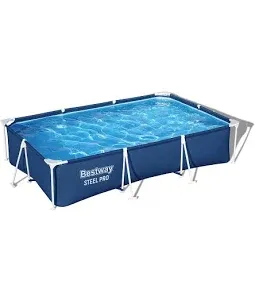 Photo 1 of Bestway Steel ProRectangular Metal Frame Above Ground Outdoor Backyard Swimming Pool - 9ft.8in. x 6ft.6in. x 26in.