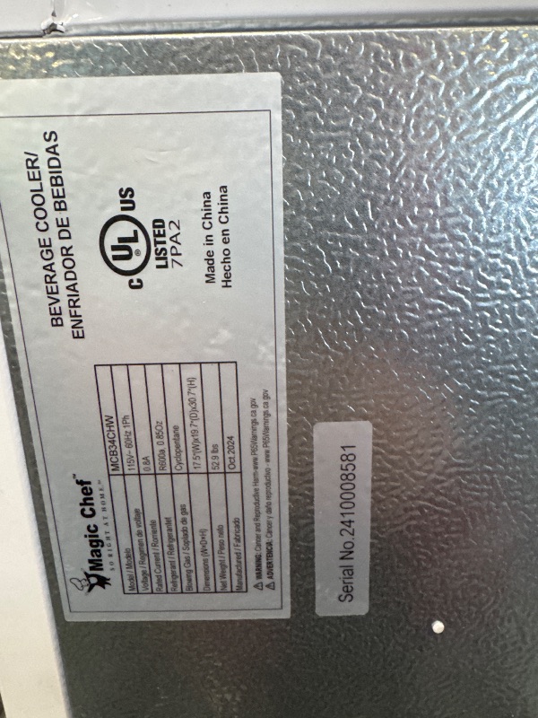Photo 1 of MAGIC CHEF 3.4 cu. ft. Retro Beverage Cooler
