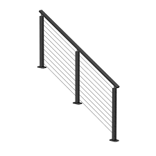 Photo 1 of Muzata 3'-6'6" Side Mount Black Complete Cable Railing Kit 36 Inch Cable Railing System for Decks with Post Handrail Space-Saving Fasica Mount with User Guide RCF2 BH4S
