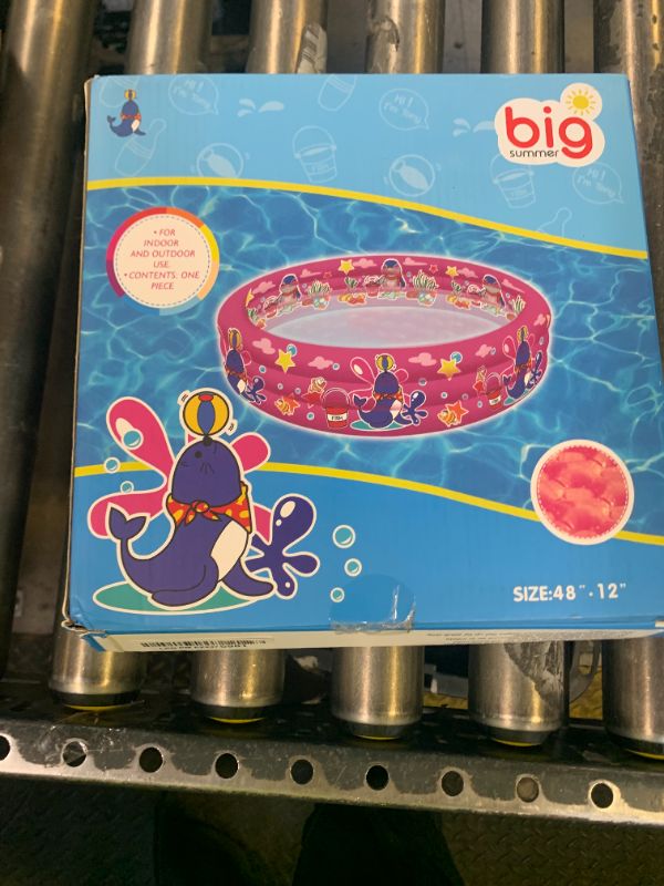 Photo 1 of Big Summer 3 Rings Kiddie Pool, 48”X12”, Kids Swimming Pool, Inflatable Baby Ball Pit Pool, Small Infant Pool (Pink)