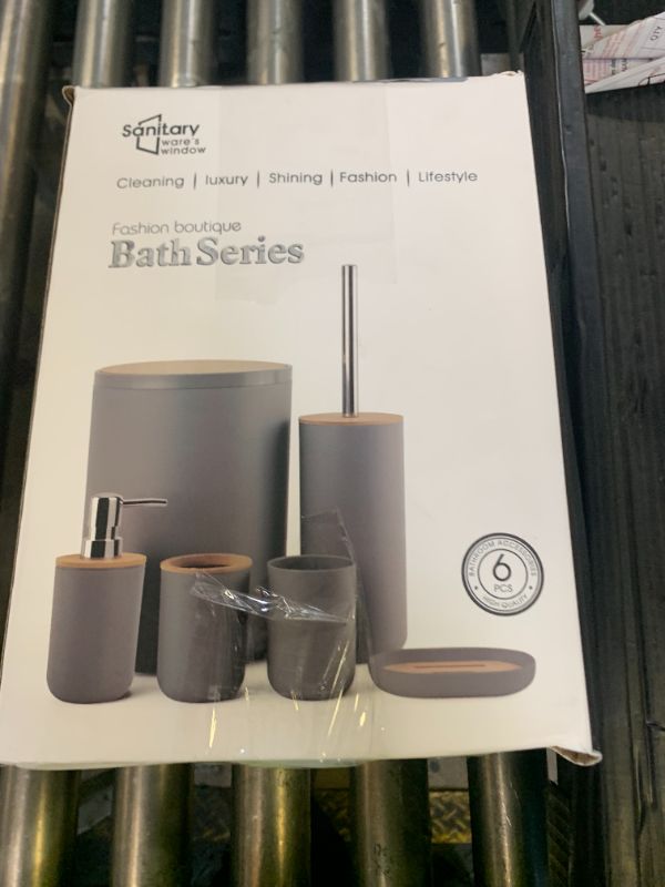 Photo 1 of Britimes Bathroom Accessories Set,  Trash Can, Soap Dispenser, Toilet Brush Holder, Toothbrush Holder and Toothbrush Cup for Bathroom Decor
