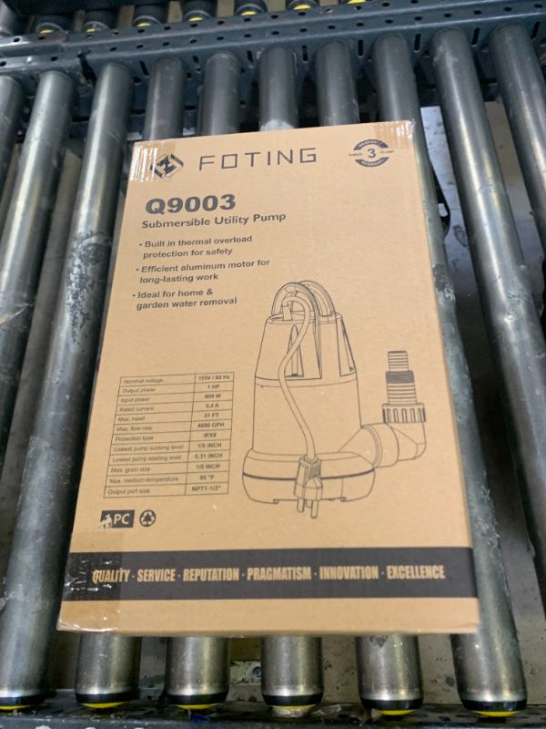 Photo 1 of FOTING Sump Pump 1HP Clean/Dirty Submersible Water Pump, 4600GPH Utility Pump Thermoplastic Electric Portable Transfer Water Pump for Swimming Pool Garden Pond Basement with 10ft Long Power Cord