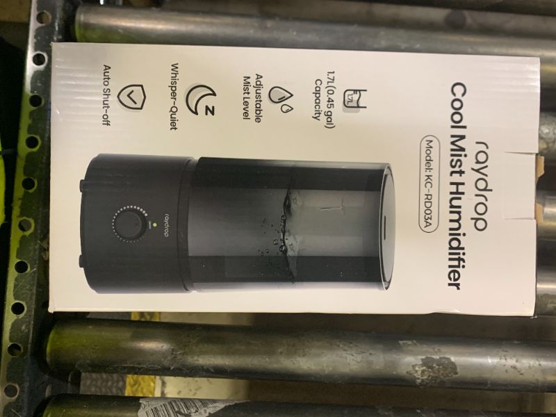 Photo 1 of raydrop Humidifiers for Bedroom, Cool Mist Humidifiers for Babies, 1.70L Quiet Ultrasonic Humidifier, Space-Saving, Filterless, Auto Shut Off - (0.45 Gallon, US 110V)