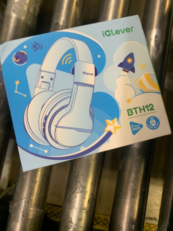 Photo 1 of iClever BTH12 Kids Bluetooth Headphones,Colorful LED Lights,74/85dBA Safe Volume,85H Playtime,Bluetooth 5.2,Over Ear Wireless Headphone Built-in Mic for iPad/Tablet/Airplane, Deep Black