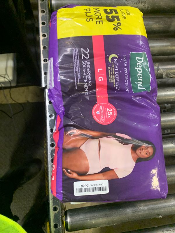Photo 1 of Depend Night Defense Adult Incontinence & Postpartum Bladder Leak Underwear for Women, Disposable, Overnight, Large, Blush, 22 Count, Packaging May Vary