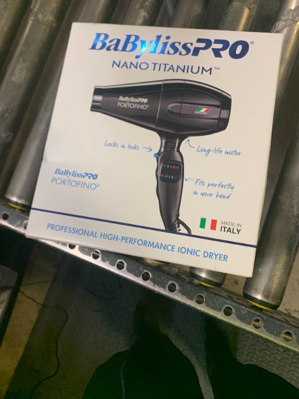 Photo 1 of BaBylissPRO Hair Dryer, Nano Titanium Portofino 2000-Watt Blow Dryer, Hair Styling & Appliances, Black, BPOR1
