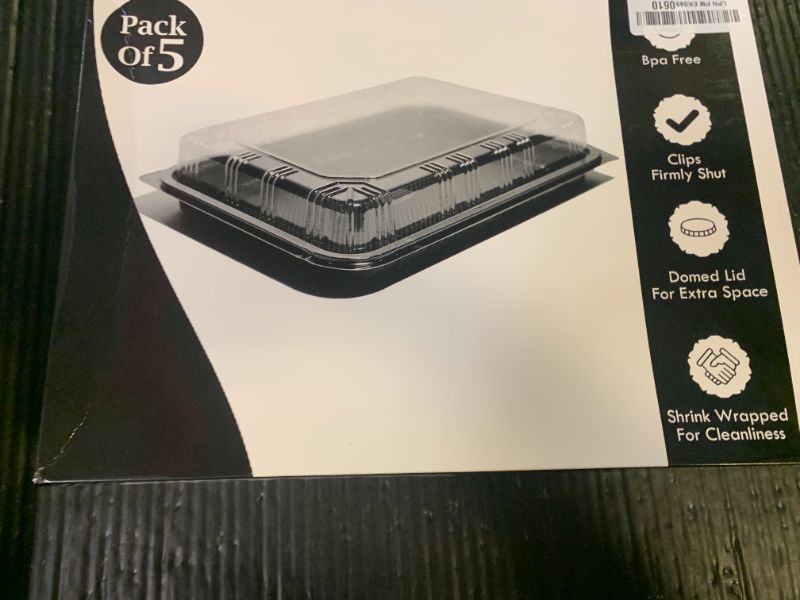 Photo 1 of TRAYA Pack of 5 Serving Tray with lid - Reusable Catering Trays with Lids 13inch Long for Meal Prep, Cakes, Treats and Sandwiches (13 * 2.7 * 9.4inch)