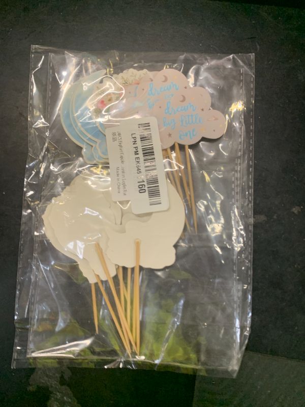 Photo 1 of 24PCS Elephant Cupcake Toppers Dream Big Little One Elephant Baby Shower Cupcake Picks Boys Gender Reveal Baby Shower Cake Decorations Birthday Party Cake Decorations Supplies Blue
