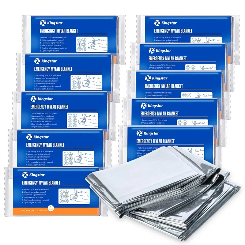 Photo 1 of Emergency Blankets (10 Packs, 84" L x 52" W) Mylar Thermal Blankets