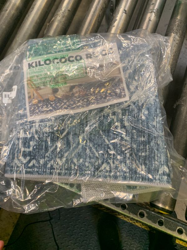 Photo 1 of KILOCOCO Small Rug 2'x3' Entryway Rug Door Mat Indoor Soft Non Slip Printed Machine Washable Rugs for Bedroom Kitchen Entrance Front Door Geometric Boho Throw Rugs, Stonewashed Blue