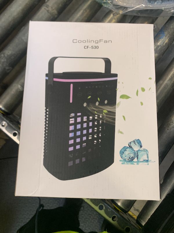 Photo 1 of Portable Air Conditioners, Mini Air Conditioner Portable with Remote, 3 Speeds & 3 Mist, 2-8H Timer & 7 Light Evaporative Air Cooler, Personal Cooling Air Conditioner Fan for Bedroom Office Desk