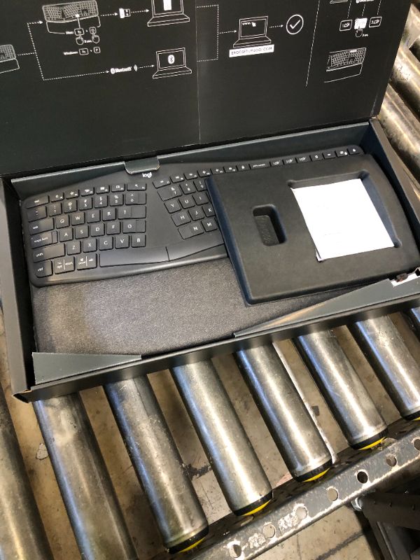 Photo 1 of Logitech ERGO K860 Wireless Ergonomic Keyboard - Split Keyboard, Wrist Rest, Natural Typing, Stain-Resistant Fabric, Bluetooth and USB Connectivity, Compatible with Windows/Mac, Black