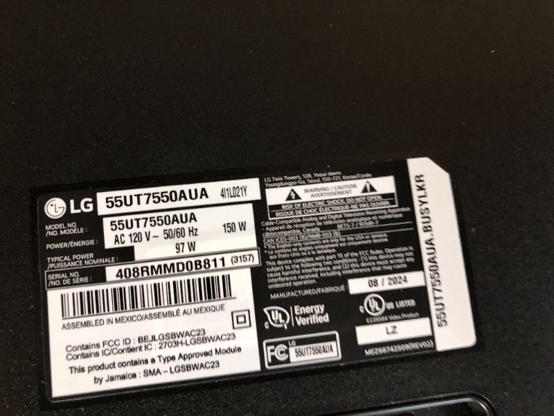 Photo 1 of LG 55-Inch Class UR9000 Series Alexa Built-in 4K Smart TV (3840 x 2160),Bluetooth, Wi-Fi, USB, Ethernet, HDMI 60Hz