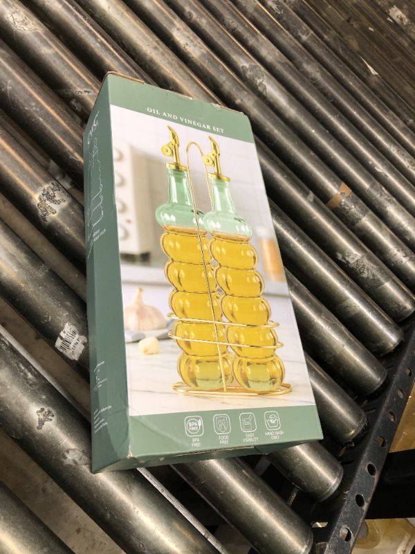Photo 1 of COOK WITH COLOR Glass Olive Oil Bottle Dispenser - 2 Pack- 17oz Oil and Vinegar Cruet - Olive Oil Carafe Decanter for Kitchen