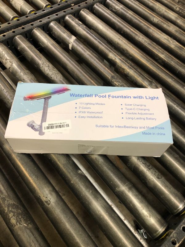 Photo 1 of Solar Pool Fountain for Above and In-ground Pools, with 10-Color Lights and Auto Light Sensing Pool Sprinkler Fountain 360° Adjustable Dual Spray High Pressure Pool Waterfall