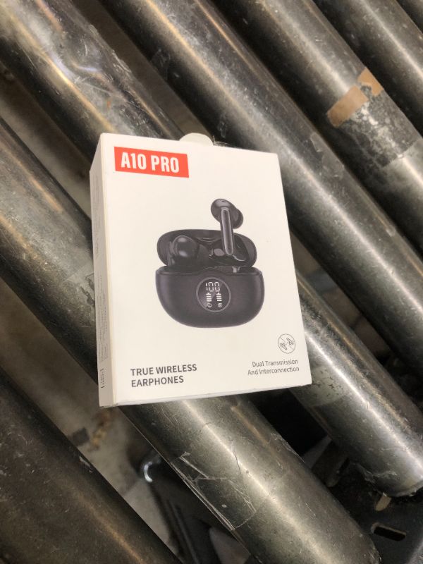 Photo 1 of A10 Pro Wireless Earbuds, Bluetooth Headphones HiFi Stereo 50H Playback LED Digital Display Ear Buds with 10 Meter Bluetooth Connection, IPX7 Waterproof Earphones for Gym/Running/Work - Black