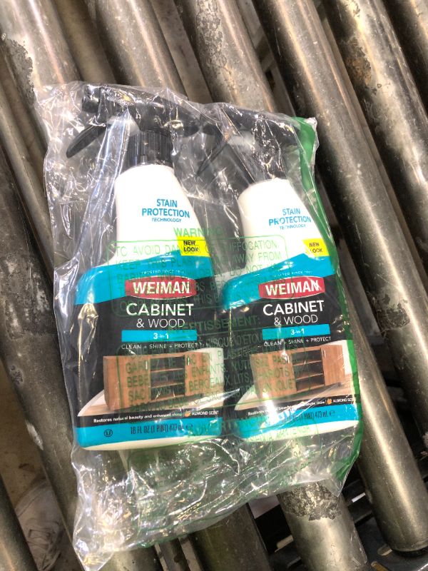 Photo 1 of Weiman Cabinet and Wood Cleaner, Shine, Clean and Protect Spray - For Wood Cabinets, Furniture, Tables, Baseboards, Trim and more, 16 oz, 2 PACK with MicroFiber Towel