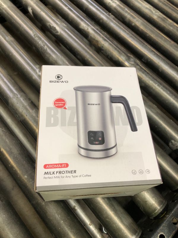 Photo 1 of BIZEWO Milk Frother Electric, Warm and Cold Milk Steamer, 4 IN 1 Automatic Milk Warmer Stainless Steel with Touch Screen for Coffee, Latte, Macchiato, Cappuccino, Hot Chocolate