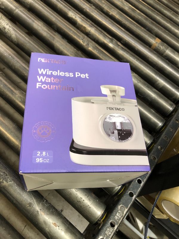 Photo 1 of PEKTACO Wireless Cat Water Fountain - Automatic Battery Operated Pet Water Fountain, 95oz/2.8L Rechargeable Cat Water Dispenser with 2 Flow Modes