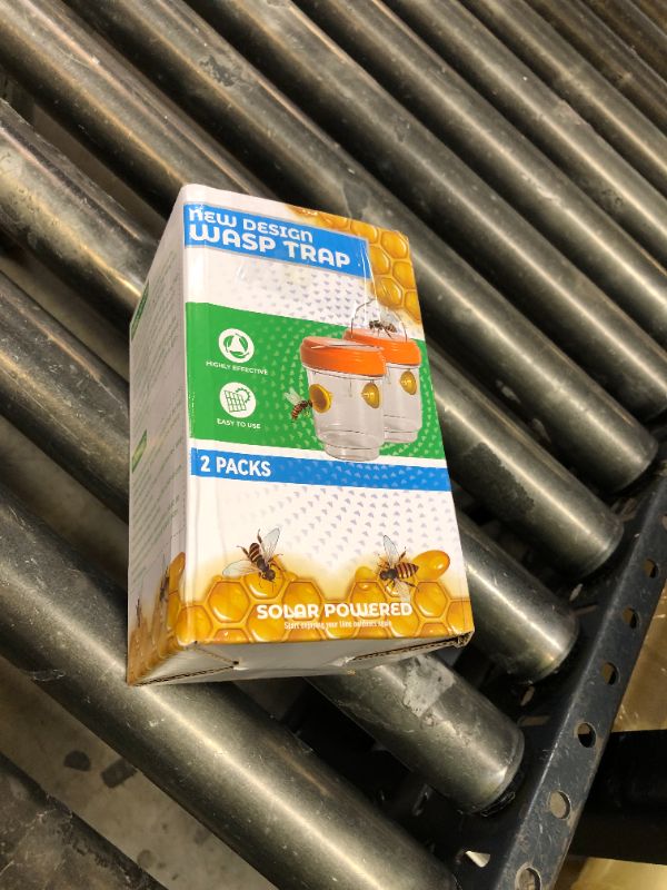 Photo 1 of 2 Pack Wasp Traps Outdoor Hanging, Solar Powered Carpenter Bee Traps for Outside with Rubber Whiskers and LED Light, Yellow Jacket Trap for Orchard, Farm, Garden, Patio, Yard