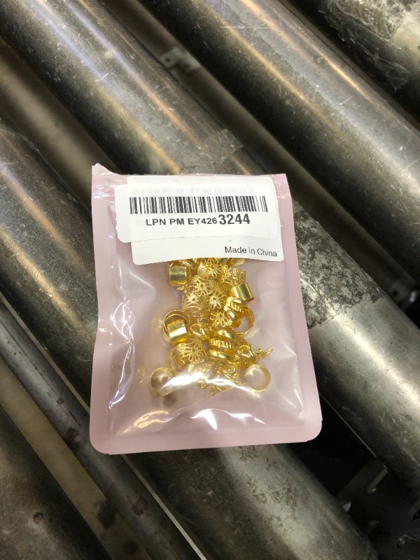 Photo 1 of XCZYN Gold Hair Braids Dreadlock Non-Piercing Ear Clip Beard Cuffs Clip Hair Accessories Styling Fashion Jewelry Gift Toos for Women Men Passion Twist Goddess Locs Crochet Hair Rings (40Pcs, Gold)