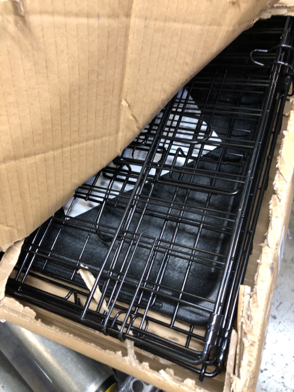 Photo 1 of FDW Dog Crate for Small Dogs 24 Inch Folding Metal WirePet Cage Double Door W/Divider Panel Indoor Outdoor Kennel Leak-Proof Plastic Tray,Black