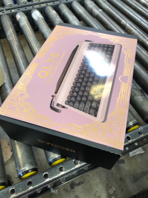 Photo 1 of YUNZII QL75 Wireless Typewriter Hot Swap Retro Mechanical Keyboard,Punk Round Keycaps,RGB Backlit QMK/VIA Programmable,Multi-Device Keyboard with 2.4GHz/Type-C/BT5.0 (Pink, Cocoa Cream V2 Switch)