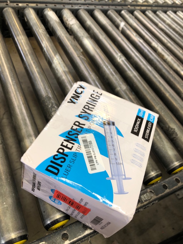 Photo 1 of 100 Pack 10ml Syringes with Cap, Luer Slip Tip, 10cc syringe Whole Pack Bulk Sterile Sealed, No Needle