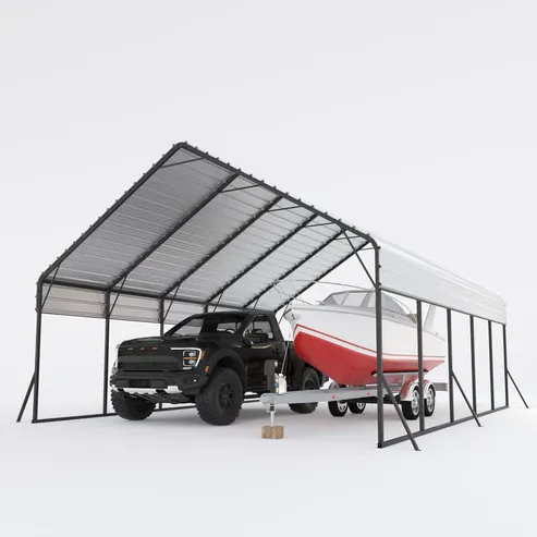 Photo 1 of 20'x25'x13' Metal Carport for 2 Cars, Heavy Duty, Extra Tall, Reinforced Steel Frame, Snow Load 18,000 lbs, Permanent Shelter for Trucks & Boats